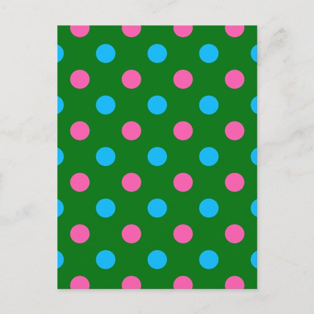 Grün Pink Blau Polka-Punkt-Muster Postkarte (Vorderseite)