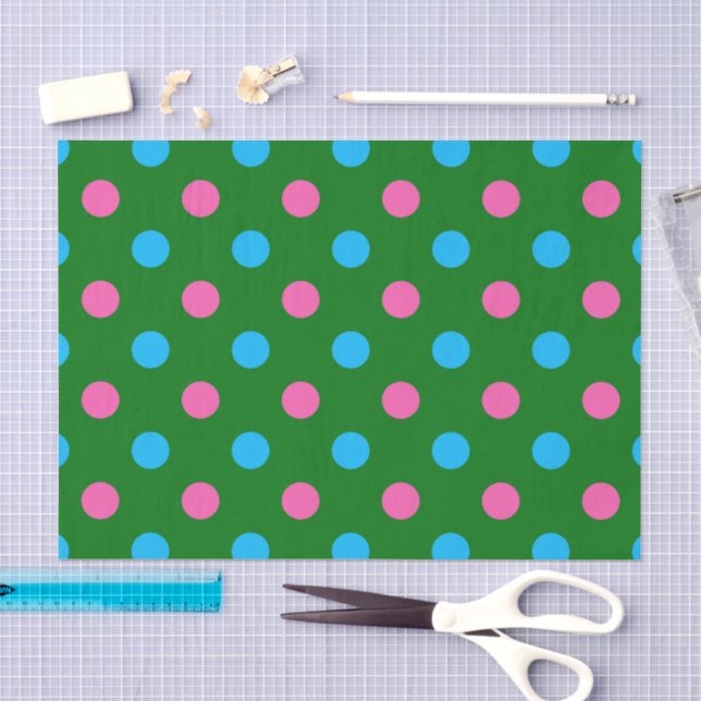Grün Pink Blau Punkte Muster Seidenpapier (Handwerk)