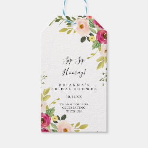 Grün Pink Blush Sip Hooray Brautparty Geschenkanhänger