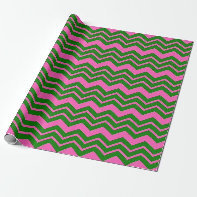 Grün Pink Chevron Zickzack-Design  Geschenkpapier (Ungerollt)