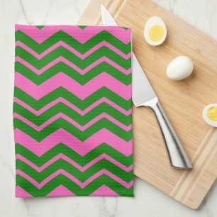 Grün Pink Chevron Zickzack Design  Geschirrtuch