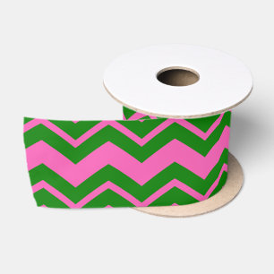 Grün Pink Chevron Zickzack-Design Satinband