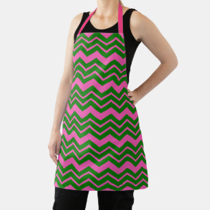 Grün Pink Chevron Zickzack-Design Schürze