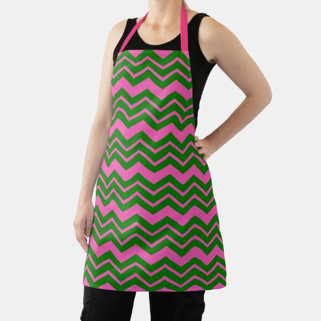 Grün Pink Chevron Zickzack-Design  Schürze (InSitu)
