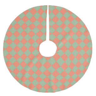 Grün Pink Karo Diamantmuster Polyester Weihnachtsbaumdecke