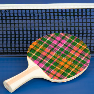Grün Pink Orange Karo Tartan Design  Tischtennis Schläger