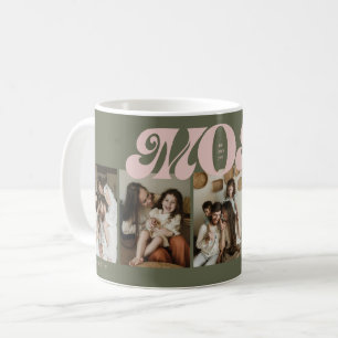 Grün Pink Retro Fette Mama 5 Foto-Collage Kaffeetasse
