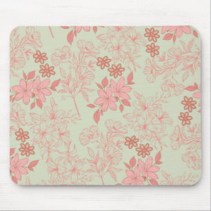 Grün Pink Retro Y2K 70er Blumenmuster Mousepad