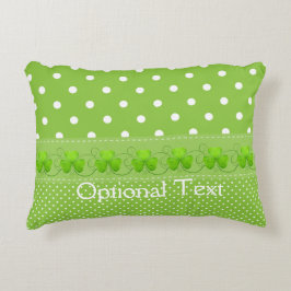 Grün, Punkte und Kleeblätter Dekokissen