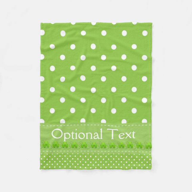 Grün, Punkte und Kleeblätter Fleecedecke (Vorderseite)