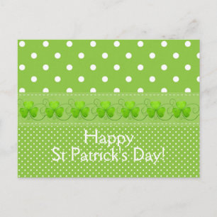 Grün, Punkte und Kleeblätter Postkarte