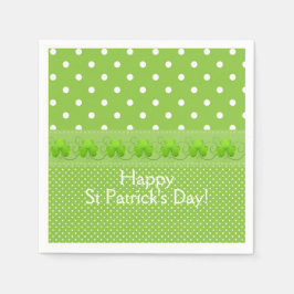 Grün, Punkte und Kleeblätter Serviette