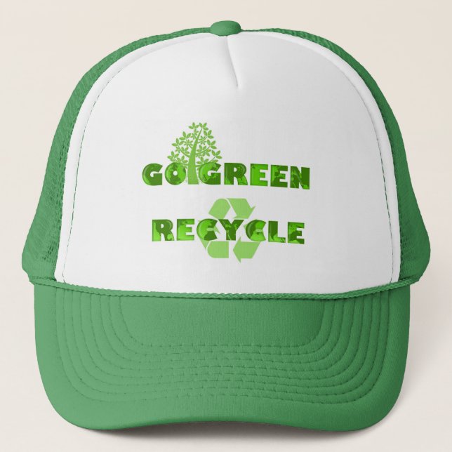 Grün recyceln Klimahut Truckerkappe (Vorderseite)