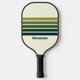 Grün Retro Fünf Querstriche mit Namen Pickleball Schläger
