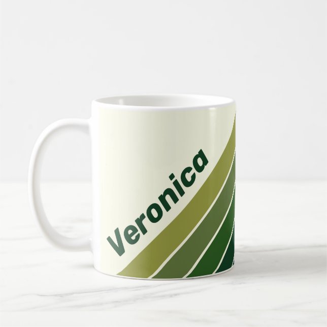 Grün Retro Fünf Streifen mit Namen Kaffeetasse (Links)