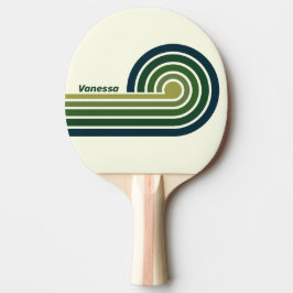 Grün Retro Fünf Streifen mit Namen Tischtennis Schläger