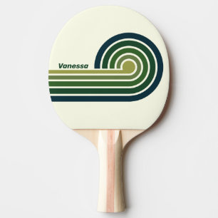 Grün Retro Fünf Streifen mit Namen Tischtennis Schläger