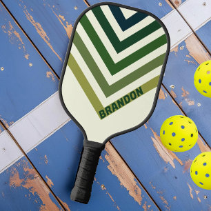 Grün Retro Nostalgische Vintage Chevron mit Namen Pickleball Schläger