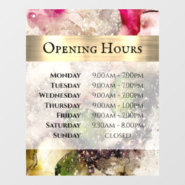 Grün rosa Aquarellfenster Öffnungszeiten Fensteraufkleber