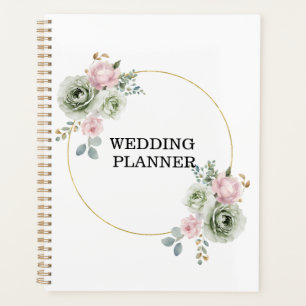 Grün & rosa Blume Hochzeitsplaner Planer