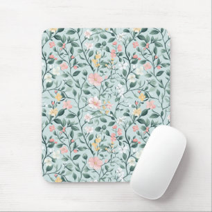 Grün Rosa Cottagecore Wasserfarben Floralien Mousepad