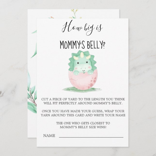 Grün rosa Dinosaurier wie groß ist Mama's Bauch (Vorne/Hinten)