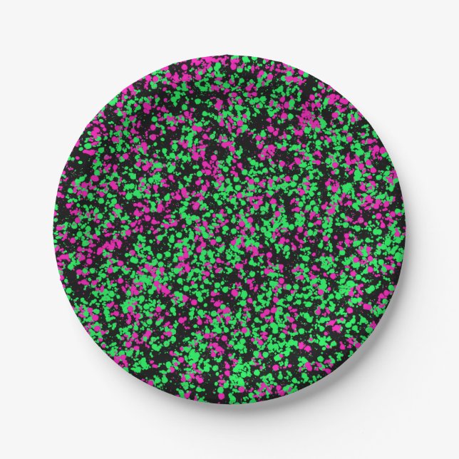 Grün Rosa gespritzte Farbe Pappteller (Vorderseite)