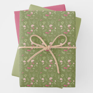 Grün/Rosa Niedlich Bird Baby DuscheWrapping Paper Geschenkpapier Set