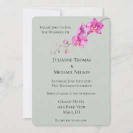 Grün rosa Orchid Blumenzehen Einladung