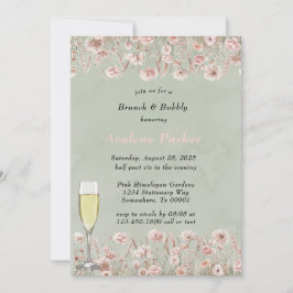 Grün rosa Peony Brunch & Bubbly Bubbly Einladung