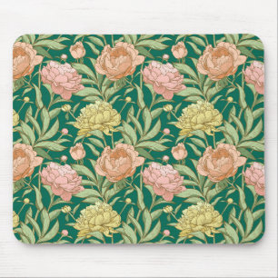 Grün, rosa, pfirsichfarben und gelb blühende Mausp Mousepad