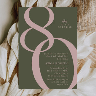 Grün Rosa Schh Es ist eine Überraschung 80. Geburt Einladung