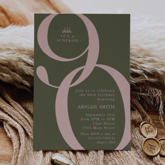 Grün Rosa Schh Es ist eine Überraschung 90. Geburt Einladung