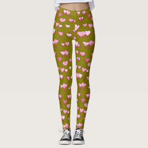 Grün rosa Tanzherzen LOving Paare Valentine Leggings
