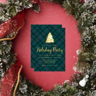 Grün & Rosa Tartan   Firmenweihnachtsfeier Folieneinladung