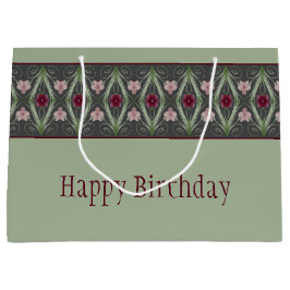 Grün, Rosa und Grau Große Geschenktüte