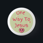 Grün, rosa, weißes Zitat eine Möglichkeit für Jesu Button<br><div class="desc">Grün,  rosa,  weißes Zitat einen Weg zu Jesus Magnet. Niedliches Christliches Affirmationsdesign mit einem Zitat "One Way To Jesus" Magneten. Ein wunderschönes Geschenk für Lieben,  Familienkirchenmitglieder. Vertrauen und Liebe feiern.</div>