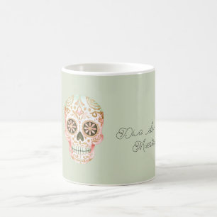 Grün Rosa Zucker-Schädel Día de los Muertos Kaffeetasse