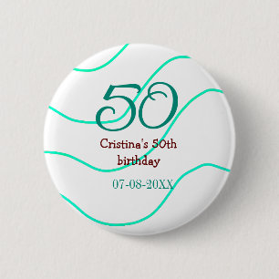 Grün rot 50 Geburtstagsjubiläum Namensdatum p Button