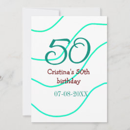 Grün rot 50 Geburtstagsjubiläum Namensdatum p Einladung