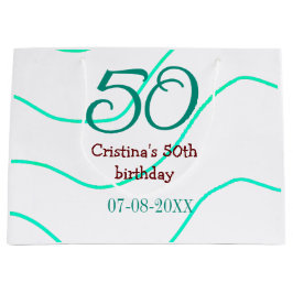Grün rot 50 Geburtstagsjubiläum Namensdatum p Große Geschenktüte