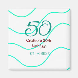 Grün rot 50 Geburtstagsjubiläum Namensdatum p Magnet