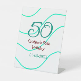 Grün rot 50 Geburtstagsjubiläum Namensdatum p Sockelschild