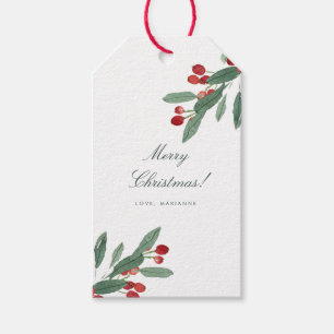 Grün & Rot Blätter & Beries Wasserfarbenurlaub Geschenkanhänger