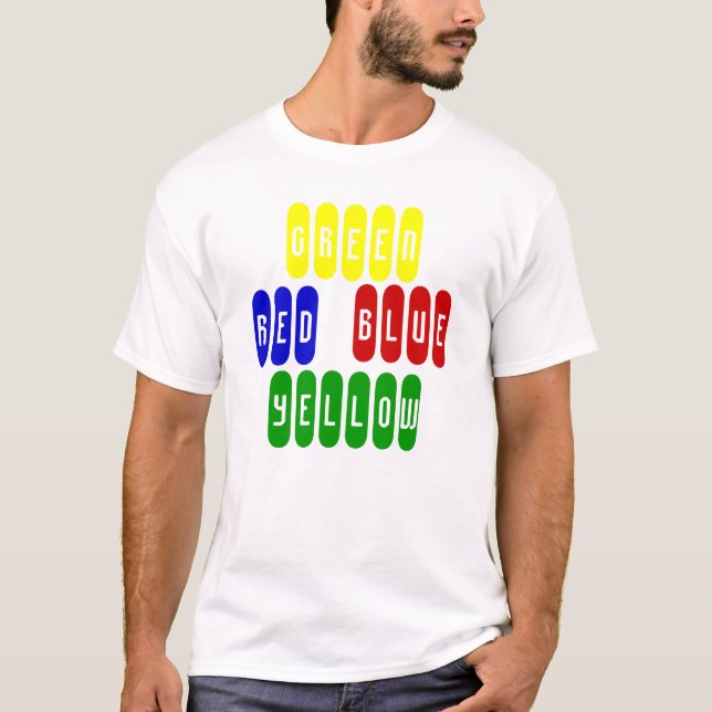 GRÜN, ROT, BLAU, GELB, T-Shirt (Vorderseite)
