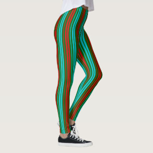 Grün Rot Blau Streifen Muster Leggings
