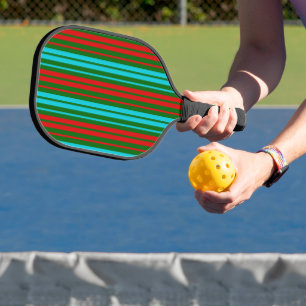 Grün Rot Blau Streifen Muster Pickleball Schläger