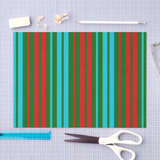 Grün Rot Blau Streifen Muster   Seidenpapier (Handwerk)