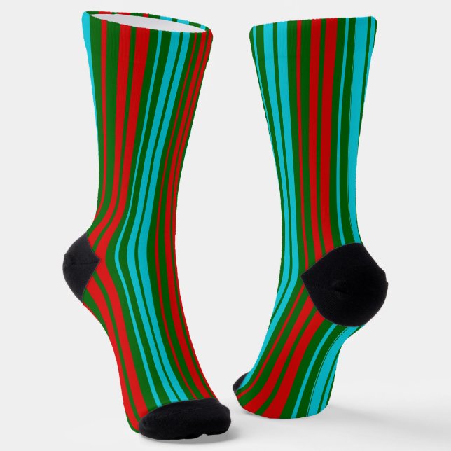 Grün Rot Blau Streifen Muster   Socken (Gewinkelt)