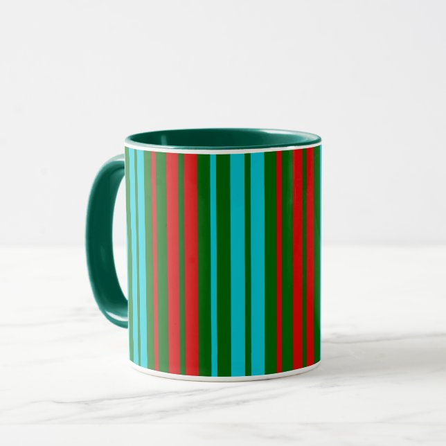 Grün Rot Blau Streifen Muster   Tasse (Vorderseite Links)